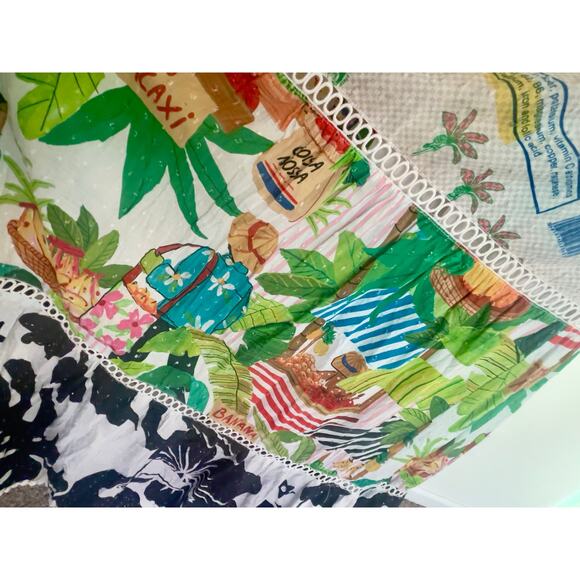 FARM RIO MAXI DRESS FLOWY SZ SMALL TROPICAL FRUITY PRINT MAXIMALIST AESTHETIC - Picture 16 of 16